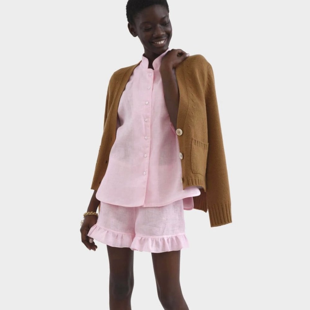 Daily Sleeper Pink Linen Lounge Suit - Picture 2 of 2